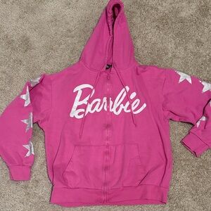 Barbie Women’s Pink Zip Hoodie Sweatshirt – Size Large